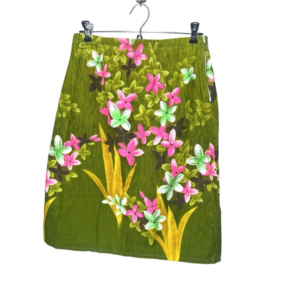 VTG 90's Rockabilly Style Green/Pink Floral Genna Golden Portland, OR Skirt Sz S - Picture 5 of 7